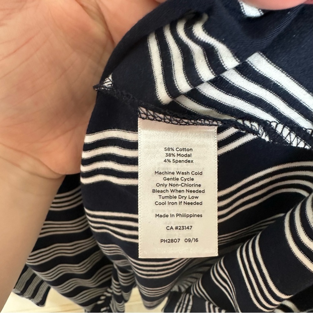 Talbots NWT Navy Blue & White Stripe Cotton Modal Blend Midi Skirt Size XLP - Picture 3 of 4
